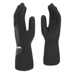 Black HD Gauntlet Rubber Glove Flocklined - 1 Pair Large