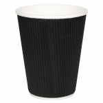 Recyclable Coffee Cups Ripple Wall Black 225ml/8oz (Pack 25)