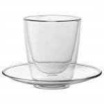 Double Walled Cappuccino Glass and Saucer 220ml (Qty 6)