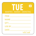 Hygiplas Dissolvable Day/Week Labels Tuesaday (Pack of 250)