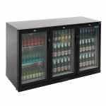Polar Back Bar Cooler with Hin ged Doors in Black 330Ltr