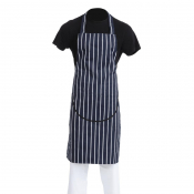 Whites Butchers Stripe Bib pron with Pocket Blue/White