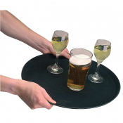 Kristallon Polypropylene Round Non-Slip Tray Black 406mm 16inch