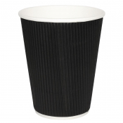 Double wall Coffee Cups Ripple Wall Black 340ml/12oz (500)