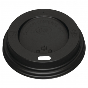 Fiesta Black Polystyrene Lids for 8oz Coffee Cups (Qty 1000)