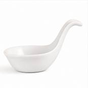 Whiteware Miniature Spoon Shape Dipping Bowls (Qty 12)