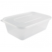 Recyclable Plastic Microwavabl & Lid Medium 650ml (250 Pack)