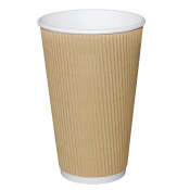 Recyclable Coffee Cups Ripple Wall Kraft 455ml/16oz (25Pack)