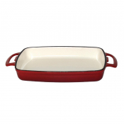 Vogue Red Rectangular Cast Iro n Dish 1.8Ltr