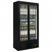 Polar Upright Back Bar Cooler with Sliding Doors in Black 49