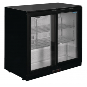 Polar Back Bar Cooler with Sli ding Doors in Black 208Ltr