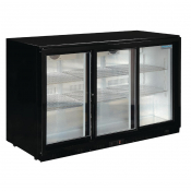 Polar Back Bar Cooler with Sli ding Doors in Black 330Ltr