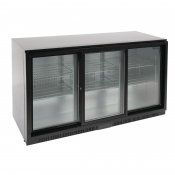 Polar Back Bar Cooler with Sli ding Doors in Black 320Ltr