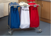 3 Bag St/St Laundry Cart Lids & Foot Break