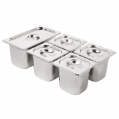 Vogue Stainless Steel Gastrono rm Set 1/3 and 4 x 1/6 with