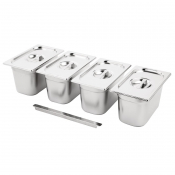 Vogue Stainless Steel Gastrono rm Set 4 1/4 with Lids