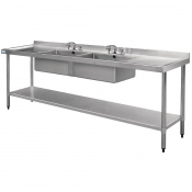 Stainless Steel Double Sink with Double Drainer 2400mm