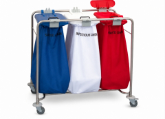 3 Bag St/St Laundry Cart Lids & Foot Break